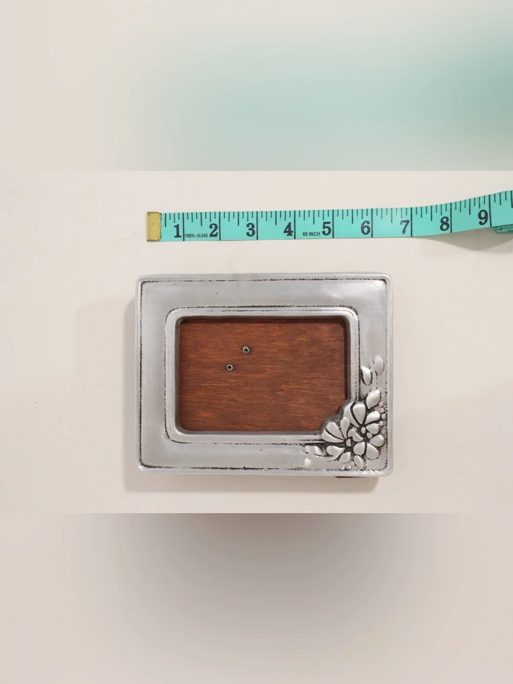 Vintage Mexican Pewter Picture Frame Floral & Leaves corner Handmade 5x6